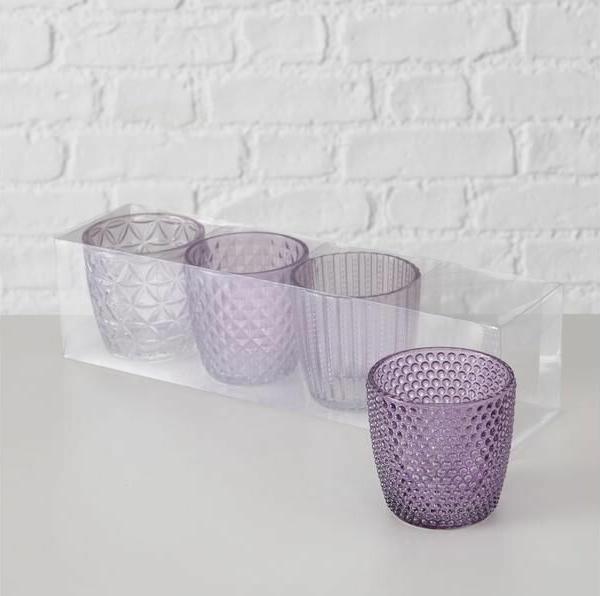 Image du produit Boltze Home Photophore Marilu 4 pièces, 7.5 cm, violet clair (1 x, 8 x 8 x 30 cm)