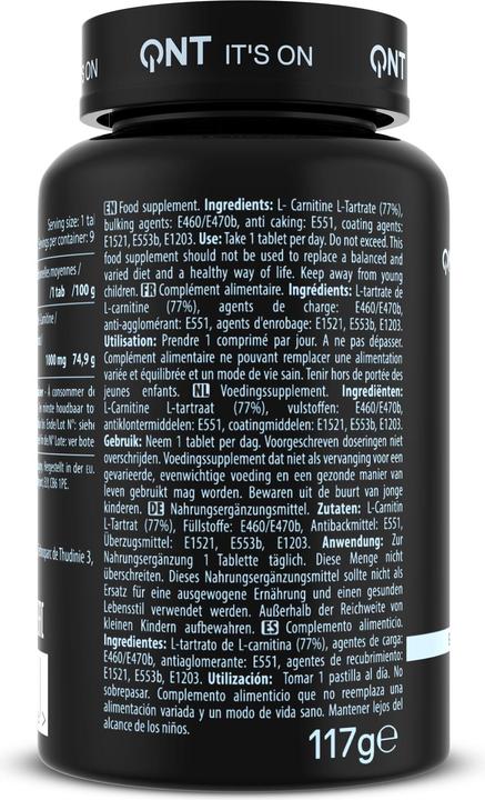 Image du produit QNT Maxi L-Carnitine 1000mg 90tabs (Sans saveur, 1 pcs, 117 g)