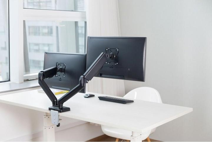 Produktbild Techly Schreibtischhalterung für 2 LCD TV LED 43-81cm 17-32Zoll Klemme Gasfeder schwarz (Tisch, 32")