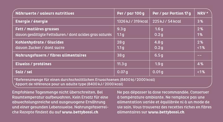 Valori nutrizionali e ingredienti Betty Bossi Alimenti FibreMix 510g, set da 2 (2 Pezzo/i, 510 g)