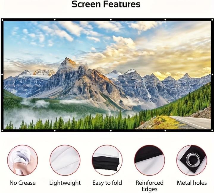 Image du produit PhoneLook Écran de projection double face 16:9 avec tissu doux facile à nettoyer et à repasser (120 pouces, 30 (120", 16:9)