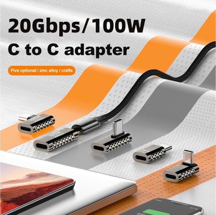 Actual product image PowerGuard Titan USB-C 90-degree angle left/right adapter 100W 20 GBit/s