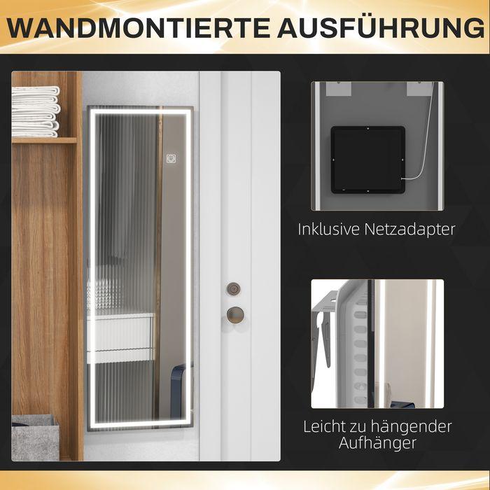 Actual product image Swisshandel24 Wandspiegel 120 x 40 cm Ganzkörperspiegel mit LED-Beleuchtung, 3 Lichtbarben (40 x 120 cm)