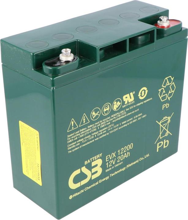 Image du produit CSB EVX12200 Batterie au plomb AGM 12 volts 20Ah, 181x76,2x167mm, résistante au cyclage, M5 femelle (12 V, 20 Ah)