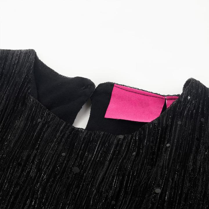 Actual product image VidaXL Children's dress with long sleeves black 128,outer material (128)