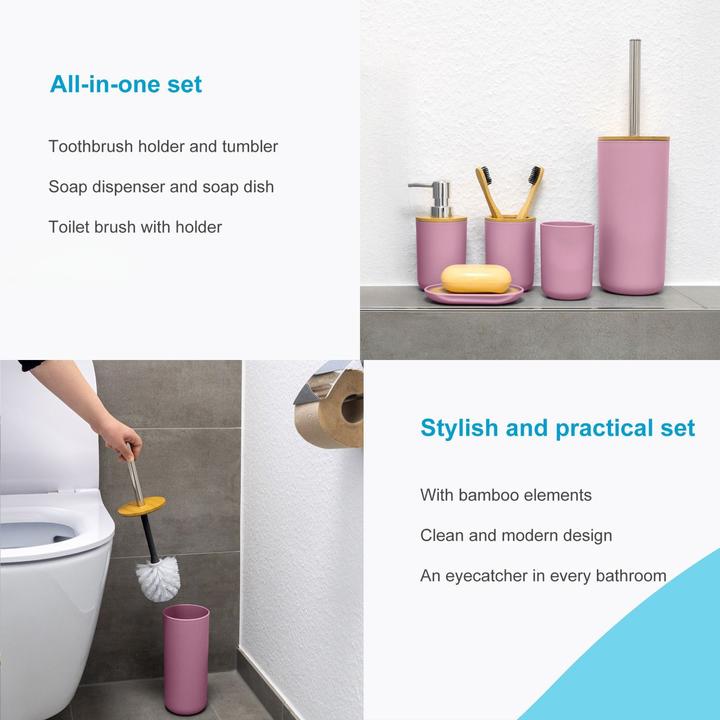 Immagine prodotto Intirilife Badezimmer Zubehör Set inkl. Zahnputzbecher Seifenschale Seifenspender Toilettenbürste