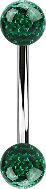 Immagine prodotto Star Piercing Banana argento con due sfere di cristallo verde strato protettivo epossidico (senza ottone, Acciaio chirurgico 316L)