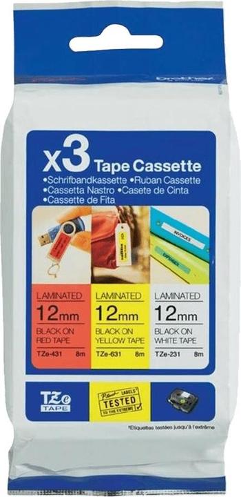 Brother Multipack TZe-31M3 (1.20 cm, Gelb, Rot, Schwarz, Weiss)