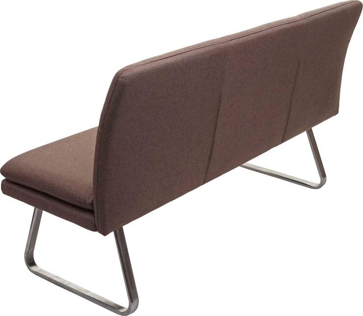 Actual product image Mendler Bench, Dining Room Bench Upholstered Bench, Backrest Fabric/Textile Stainless Steel Brushed - brown (160 cm)