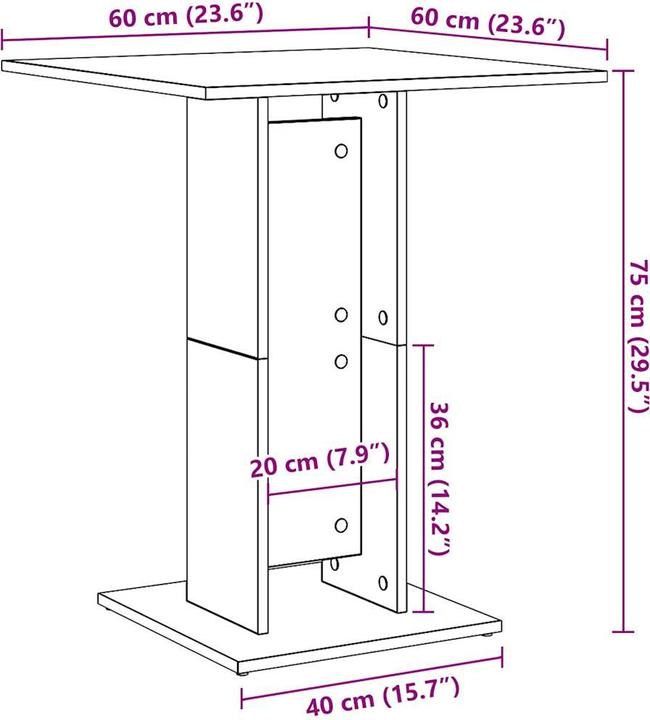 Immagine prodotto VidaXL Bistrotisch -Optik (60 x 60 x 75 cm)