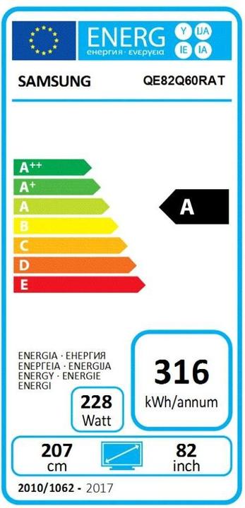 Energie-Label Samsung QE82Q60R (82", QLED, 4K, 2019)