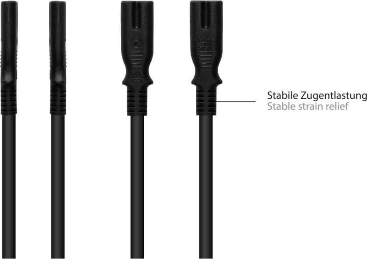 Image du produit Varia Euro-Netzkabel Euro-Stecker Typ C an C7Euro 8 Buchse, schwarz, 0,75mm, 10m (10 m)