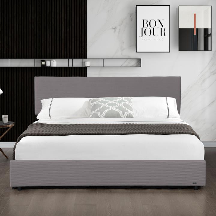 Actual product image Corium Polsterbett Juva Cord mit Lattenrost 160x200 cm Grau (160 x 200 cm)