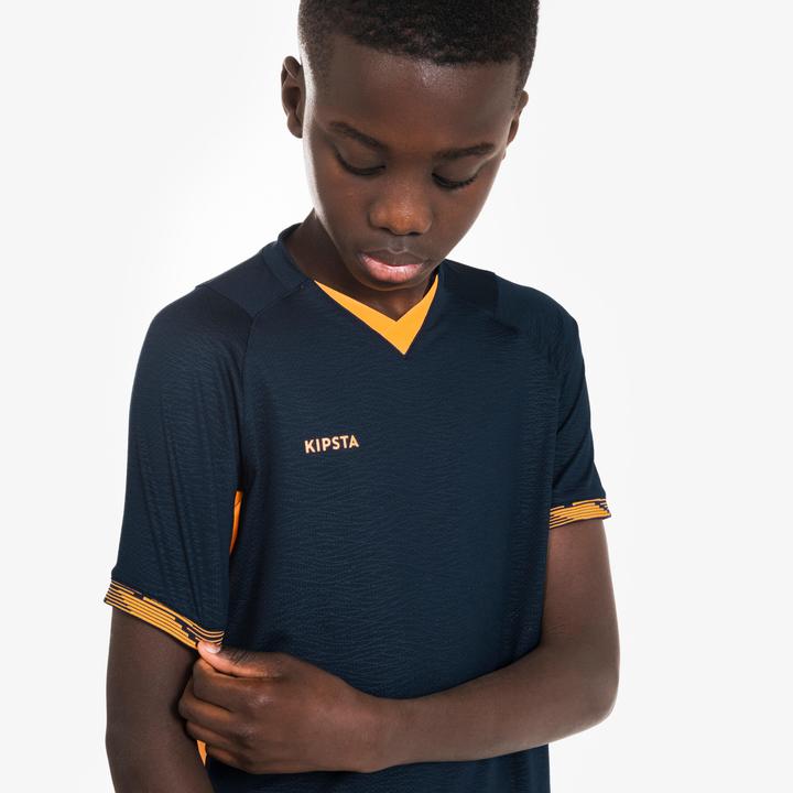 Actual product image Kipsta Kids football shirt short sleeve - CLR orange/navy blue (12, 13, 14)