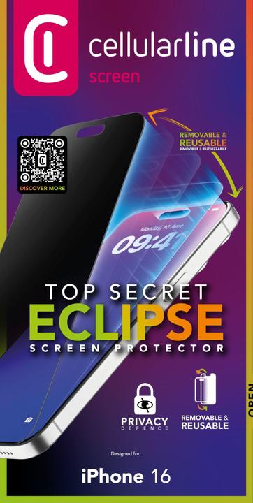 Immagine prodotto Cellularline Eclissi di vetro top secret (1 Pezzo/i, Apple iPhone 16)