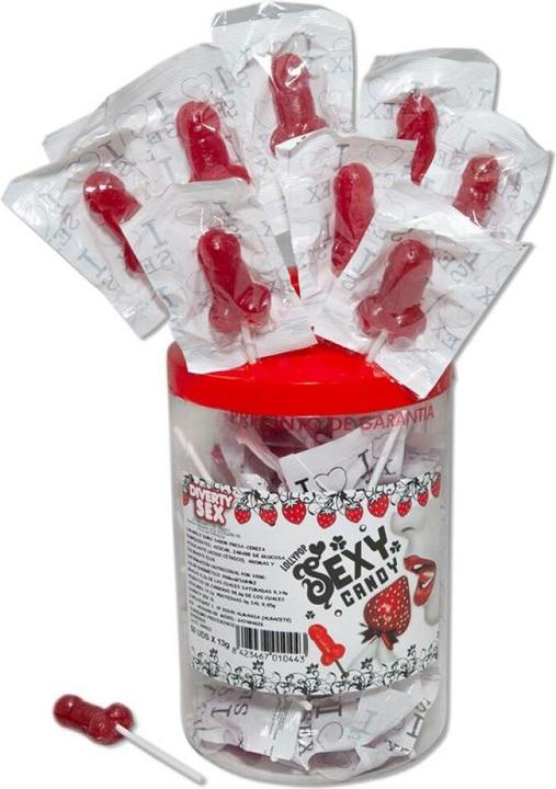 Produktbild Diablo Picante 50 ERDBEER- UND KIRSCHSÜSSIGKEITEN-PENIS-LOLLIPOP (50 EINHEITEN)