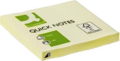 Image du produit Q-Connect Notesblok med lim 100 ark gul papir L76xB76xH10mm,12 pc/pk (12 pcs)