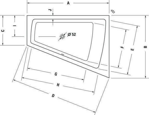 Produktbild Duravit Badewanne PAIOVA 1700x1300mm, 1 Rückenschräge rechts weiss (235 l, 170 cm, 130 cm)