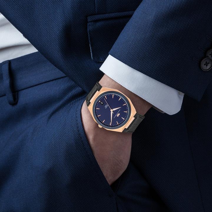 Immagine prodotto Orologio al quarzo da uomo Cooledge in vera pelle/silicone nero - 26521 (Orologio da polso analogico, 42 mm)