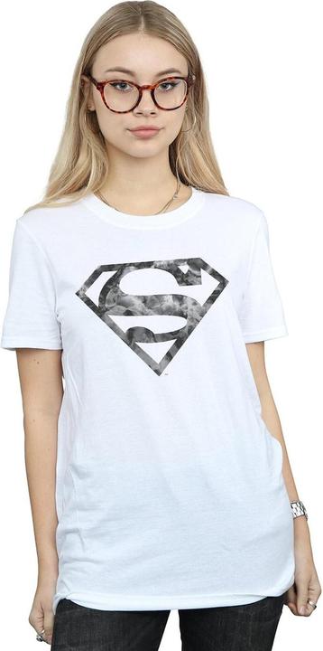 Actual product image Womens/Ladies Superman Marble Logo Cotton Boyfriend T-Shirt (L)