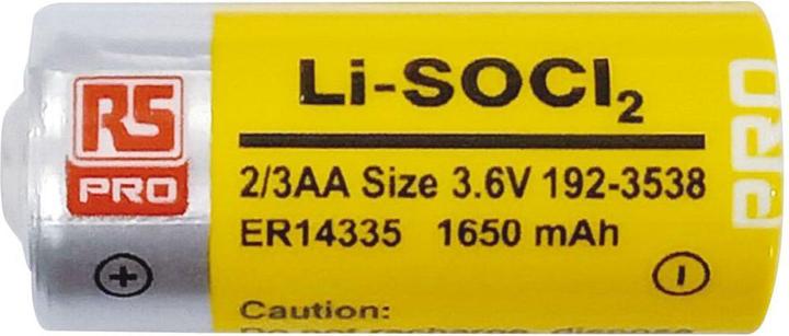 Actual product image Rs Pro 2/3 AA battery, 3.6V / 1.65Ah Li-Thionyl chloride, standard (2/3 AA, 1650 mAh)