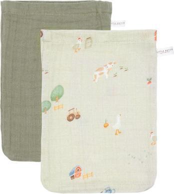 Little Dutch Wash mitt set muslin Little Farm / Olive