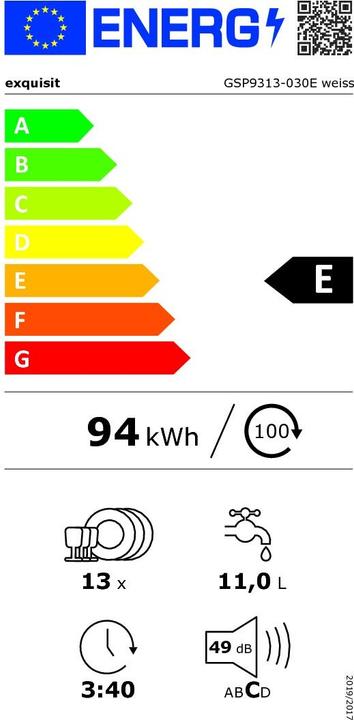 Energy Label Exquisit GSP9313-030E white