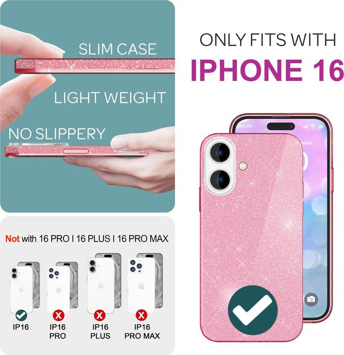 Actual product image Nalia Glitter hybrid cover (Apple iPhone 16)