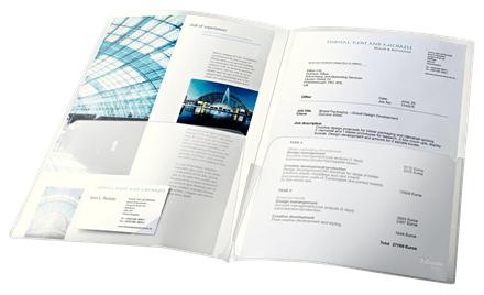 Produktbild Leitz Esselte Sichthülle für 2 x DIN A4, PP, 180 my, genarbt mit Visitenkartentasche, Fassungsvermögen:... (A4, 5 x)