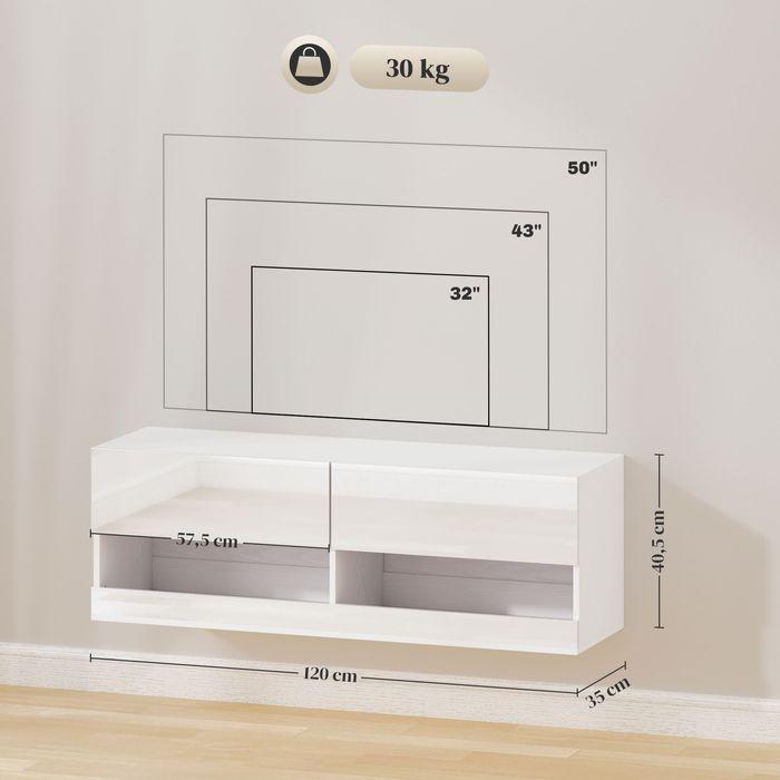 Produktbild Swisshandel24 TV-Hängeschrank mit LED-Beleuchtung, TV-Schrank 120 x 35 x 40,5 cm Hochglanzweiss