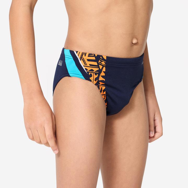 Produktbild Nabaiji Badehose Slip Jungen - 900 Yoke blau/orange (12, 13, 14)