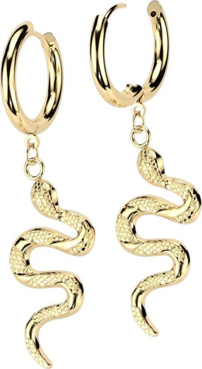 Image du produit Star Piercing Boucles d'oreilles plaquées or pendentif serpent (sans laiton, Acier chirurgical 316L)