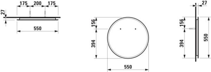 Image du produit Laufen Frame 25 miroir rond, avec éclairage, D=550mm, H44743 (60 x 60 x 55 cm)