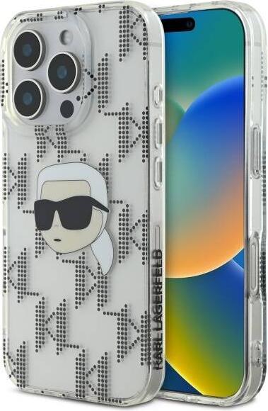 Productafbeelding Karl Lagerfeld KLHCP16LHKLPKHT iPhone 16 Pro 6,3" przezroczysty/transparante hardcase IML Karl Head E (Apple iPhone 16 Pro)