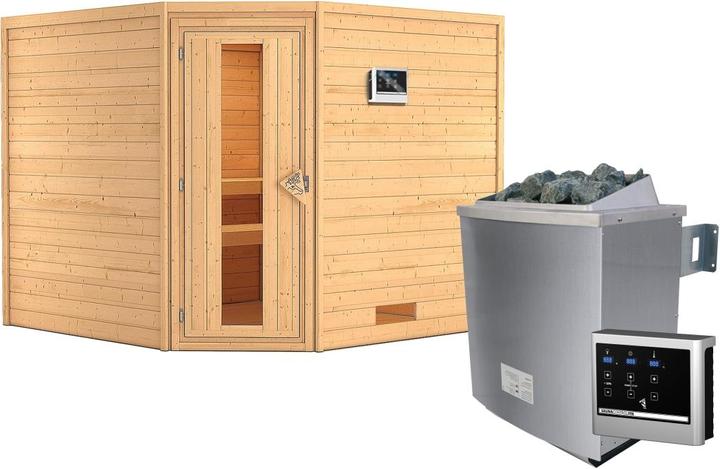 Insulated wooden door with insulating glass
