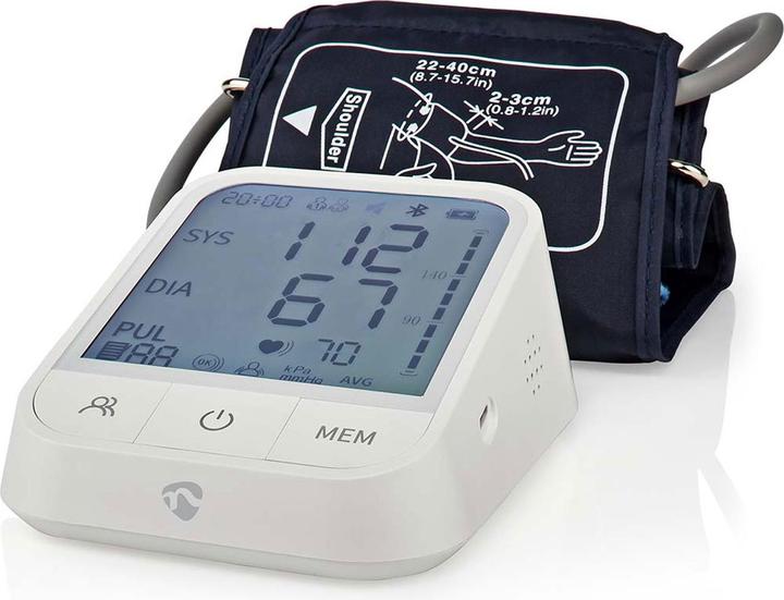Produktbild Nedis SmartLife Blutdruckmessgerät | Arm | Bluetooth | LCD-Anzeige | 22 - 42 cm | Anzeige des Stillh (Blutdruckmessgerät Oberarm)