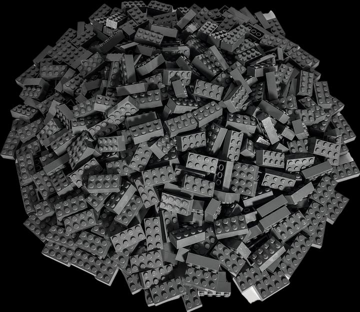 Produktbild LEGO 2x4 Steine dunkelgrau - Classic, Basic - grau - 3001 Menge 100 Stueck (3001, LEGO Zubehör)
