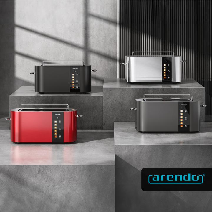 Produktbild Arendo Toaster Edelstahl 4 Scheiben Langschlitz, Bräunungsgrad & Restzeitanzeige, Touch Display, 1500 W