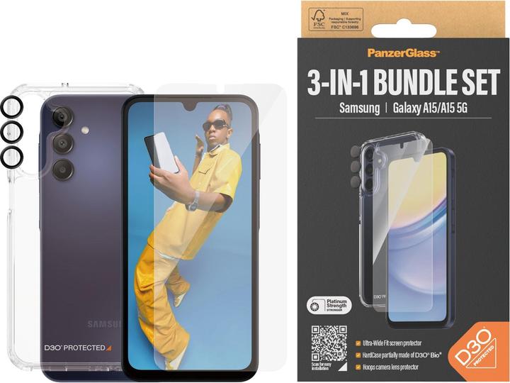 Produktbild PanzerGlass Bundle Ultra Wide FIt Glass + Case + Lens (1 Stück, Samsung Galaxy A14, Samsung Galaxy A14 5G)
