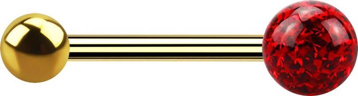 Immagine prodotto Star Piercing Barbell placcato in oro con palla e sfera di cristallo rossa con strato protettivo epossidico (Titanio G23, senza ottone)