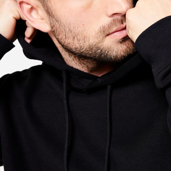 Actual product image Domyos Hoodie men's warm cotton fabric - black (S)