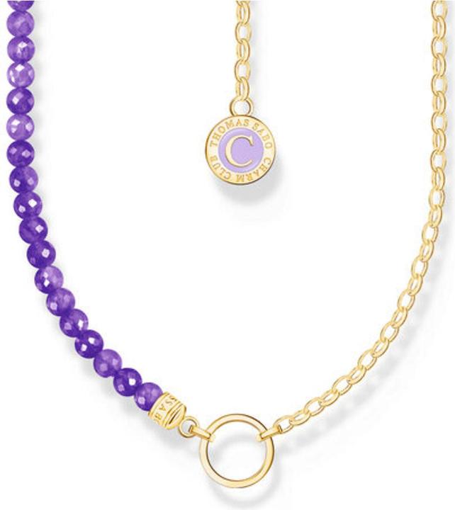 Produktbild Thomas Sabo Member Charm Halskette mit Gliedern und imitiertem Amethyst vergoldet (Silber, Emaille, 37 cm)
