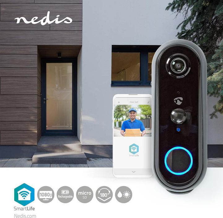 Produktbild Nedis Smartlife Video-Türsprechanlage Wi-Fi Batteriebetrieben AndroidT / IOS Full HD 1080p Cloud / m (WLAN)
