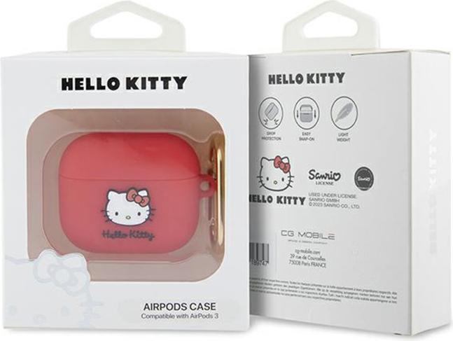Produktbild Hello Kitty HKA33DKHSF Airpods 3 cover fuksja/fuschia Silicone 3D Kitty Head (Kopfhörer Hülle)
