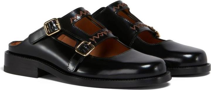 Actual product image Marni moccasin sabot in brushed leather color black (40)