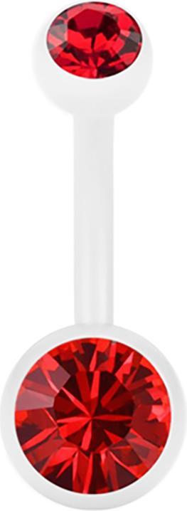 Produktbild Star Piercing Banane Pure White mit zwei Swarovski Kristallkugeln rot (ohne Messing, Chirurgenstahl 316L)