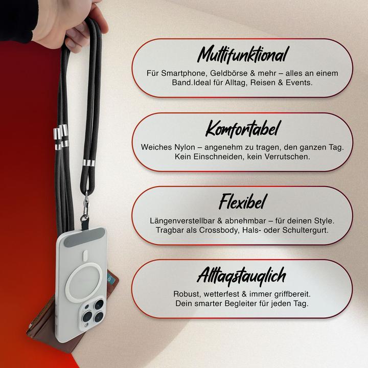 Produktbild Nalia HoldMe Lanyard Handykette – Universal Trageband für Smartphones - Verstellbar, Soft & Elastisch