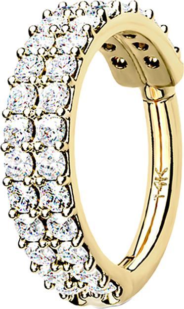 Star Piercing Micro Segmentring klappbar 14k gold doppellinie mit Kristallen (14k Gold)