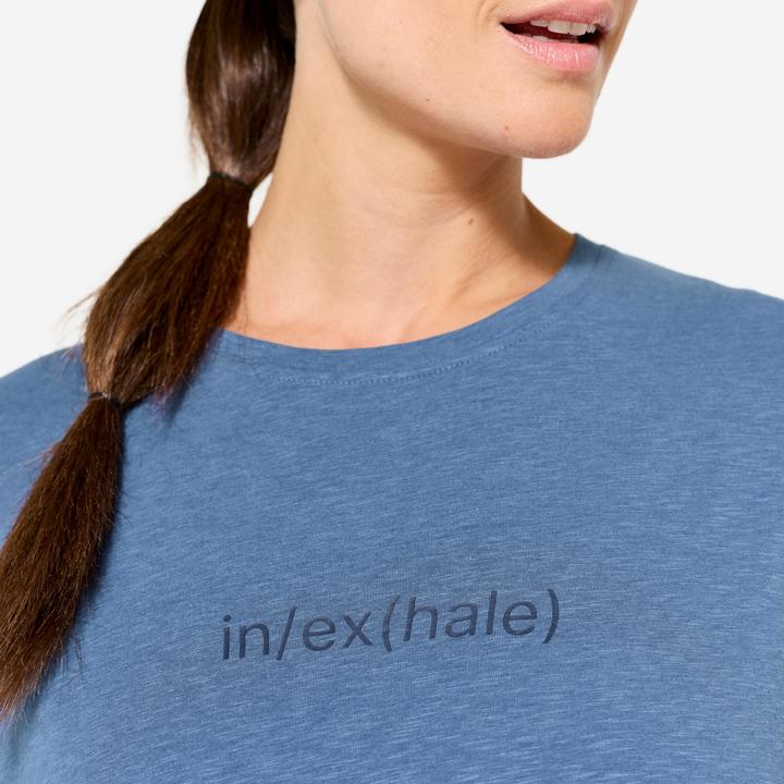 Actual product image Kimjaly Women's Short-Sleeved Yoga T-Shirt - Dark Blue (M)