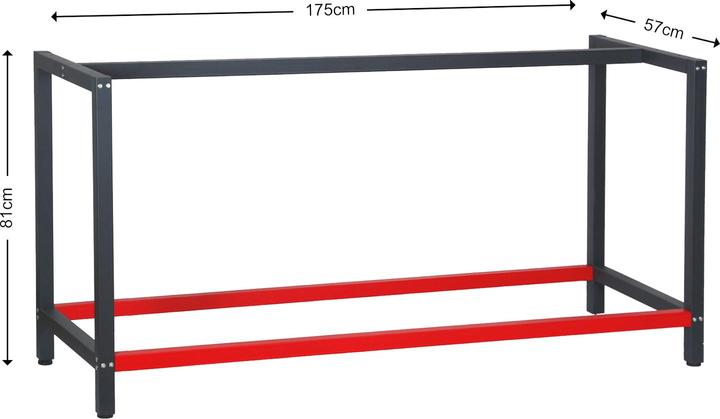 Produktbild Wiltec Werkbank Gestell 175x57x81cm Stahl Werkbankgestell Tischgestell Werktisch (57 cm, 175 cm)